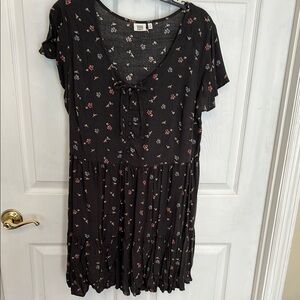 True Craft Black Floral Midi Dress